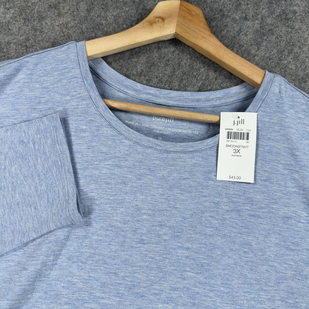J. Jill Shirt Womens 3X Blue Pure Jill Stretch Pima Cotton Crewneck Long Sleeve